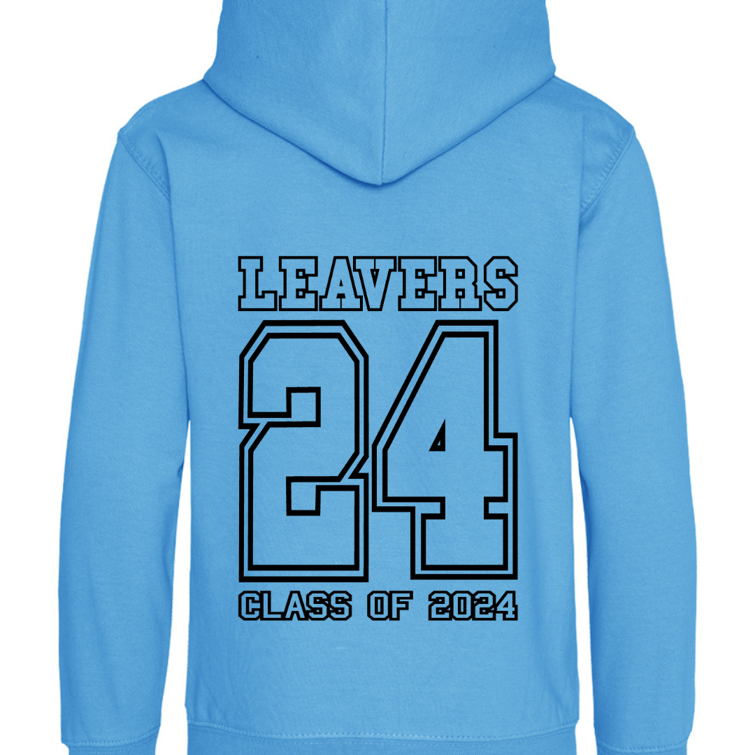 Leavers Hoodie, Class of 24 - Black, White, Blue - Children's Sizes