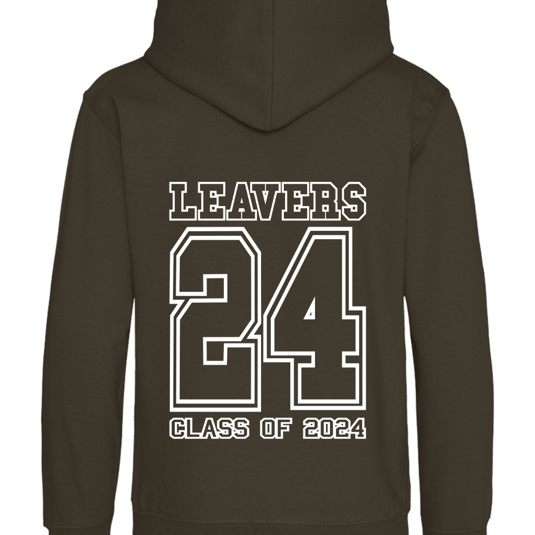Leavers Hoodie, Class of 24 - Purple, Green - Adult Sizes