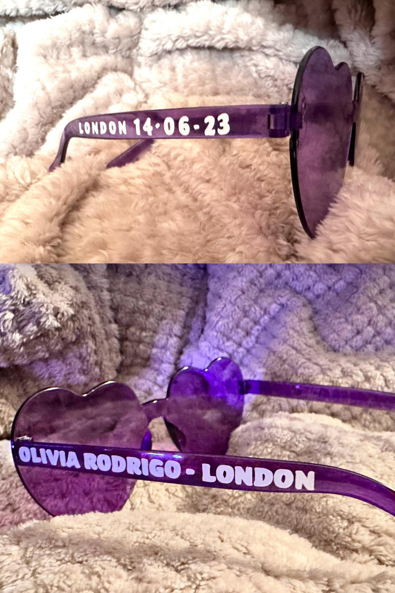 Olivia Rodrigo London Personalised Heart Sunglasses.