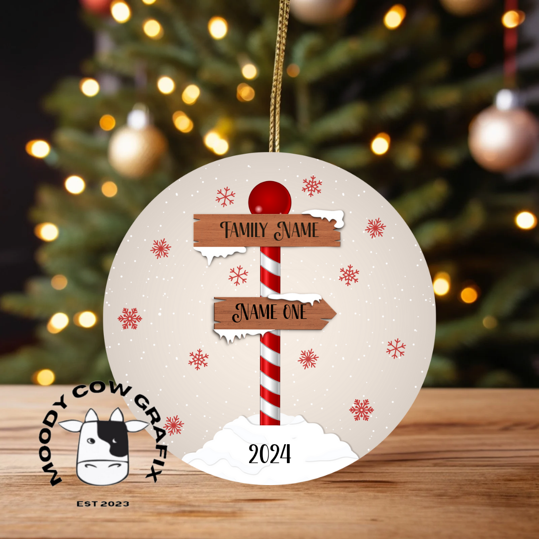 Personalised Family Signpost Ornament -