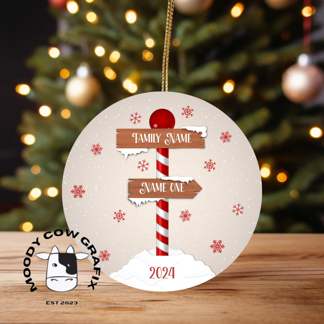 Personalised Family Signpost Ornament -