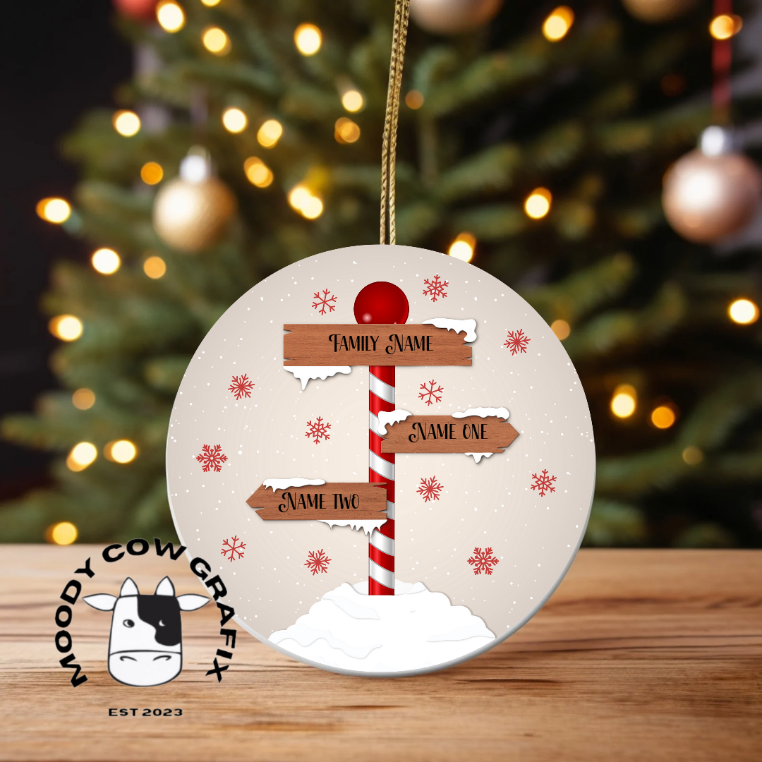 Personalised Family Signpost Ornament -