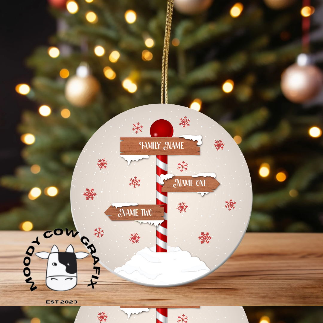 Personalised Family Signpost Ornament -