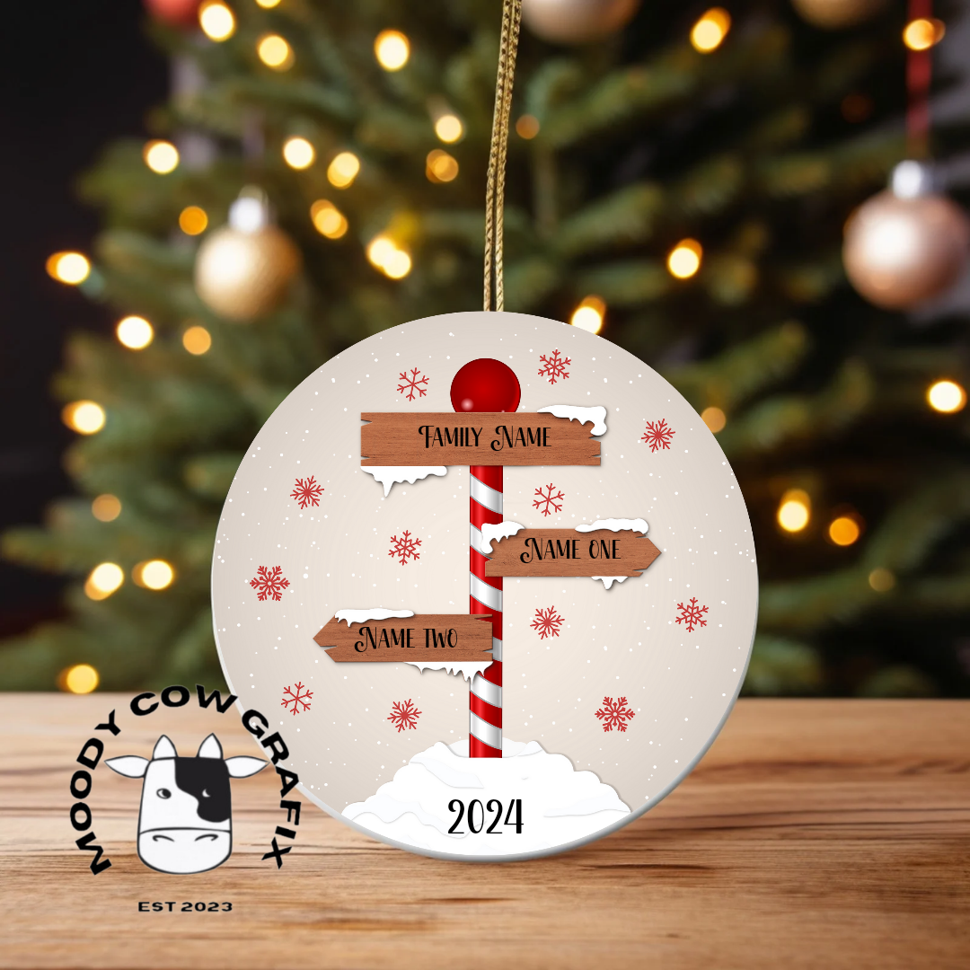 Personalised Family Signpost Ornament -