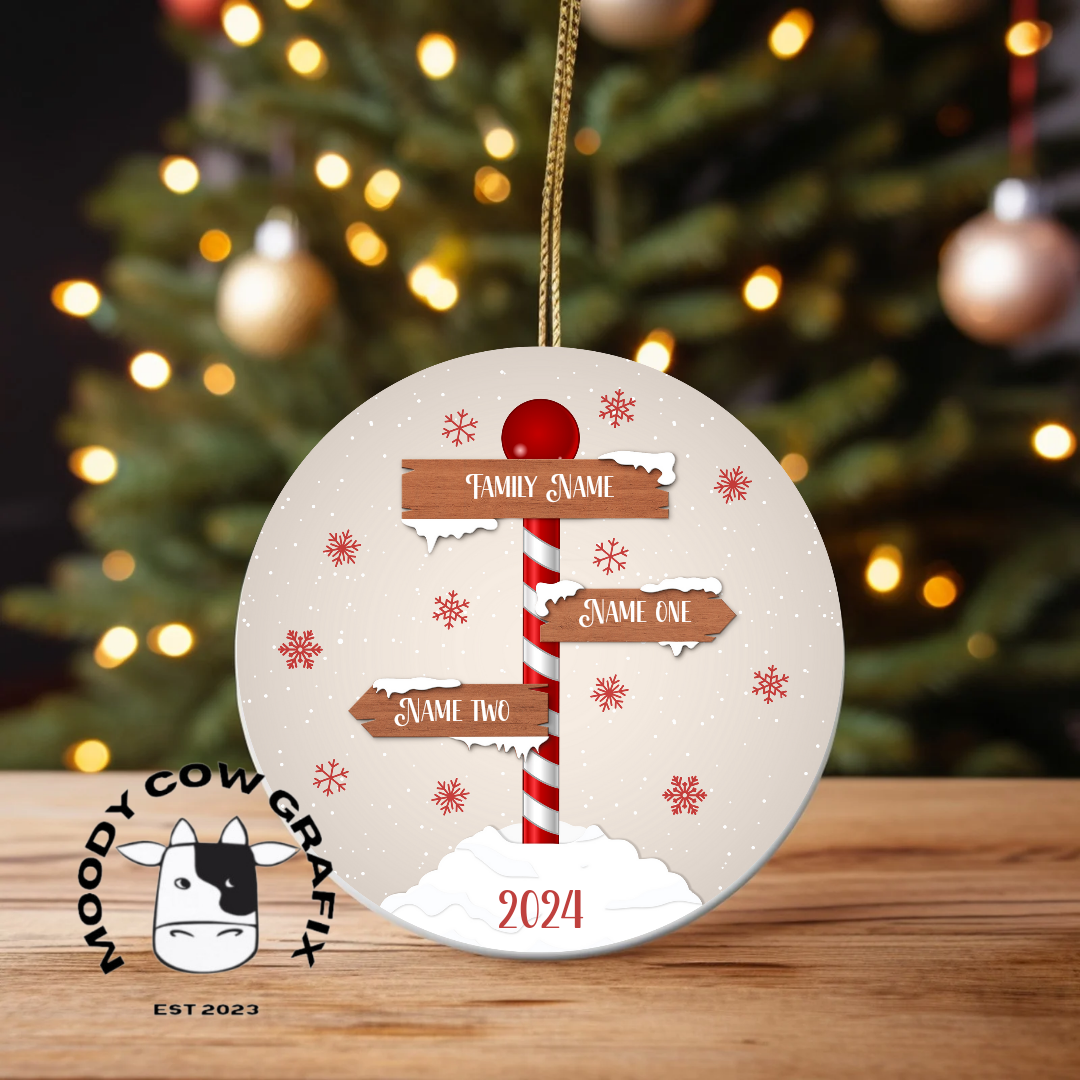 Personalised Family Signpost Ornament -