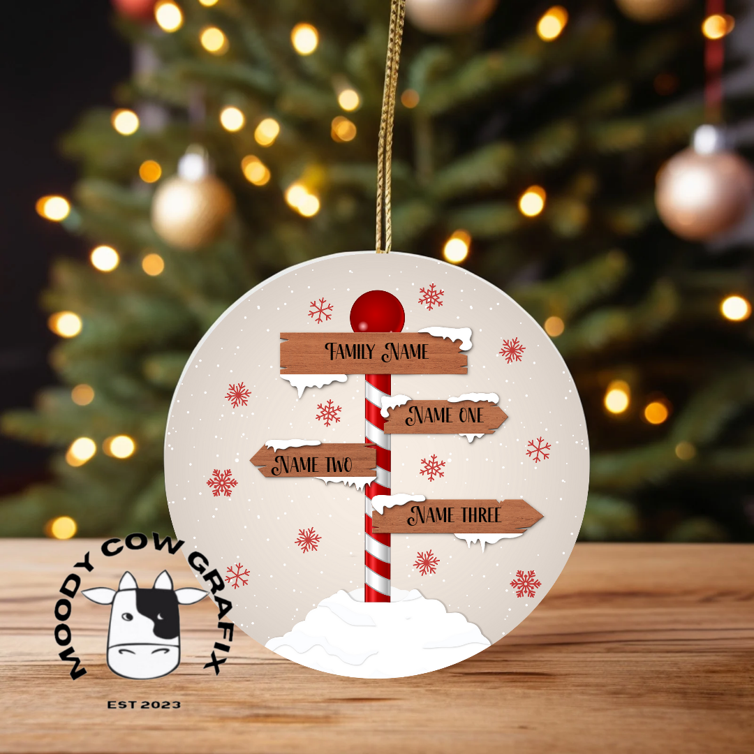 Personalised Family Signpost Ornament -