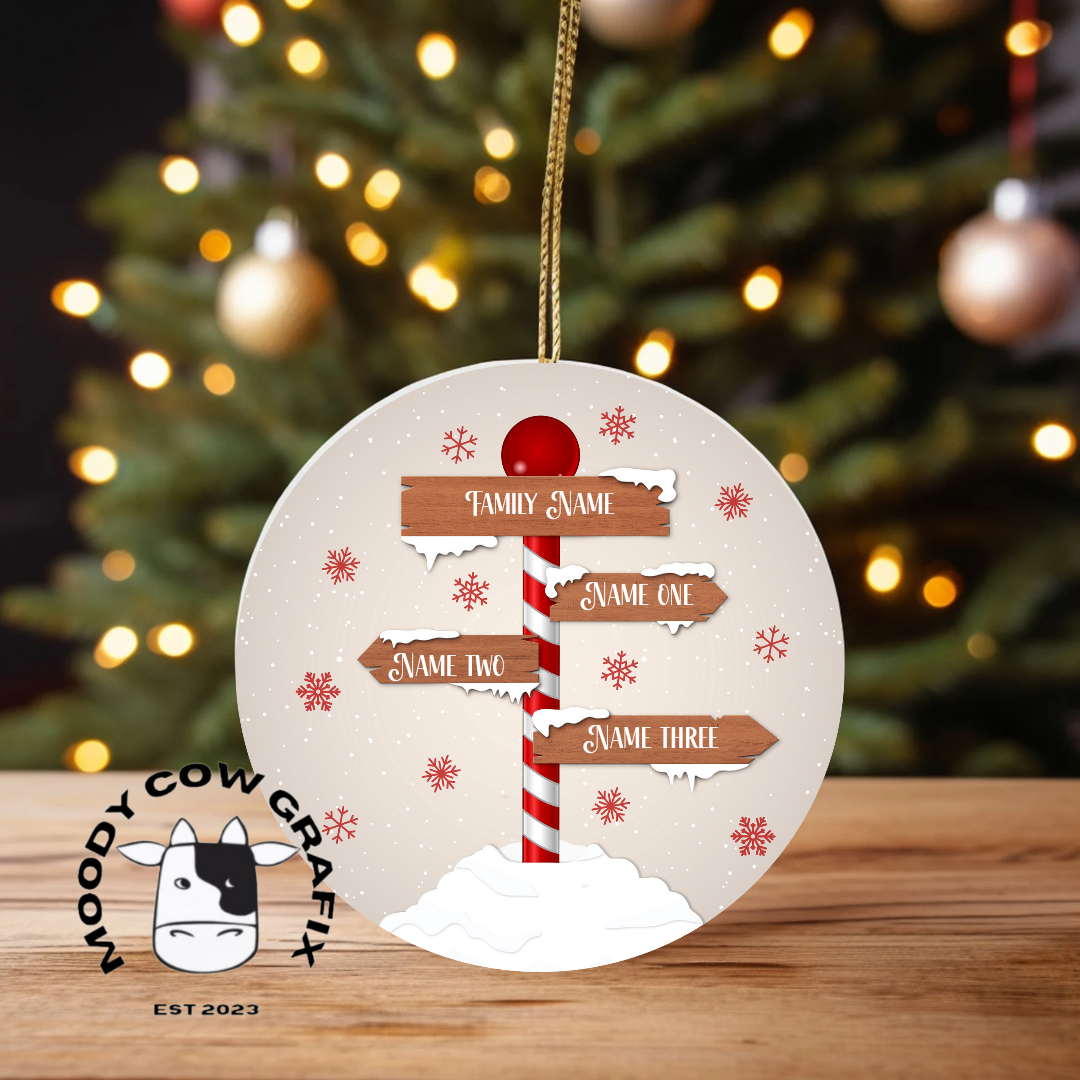 Personalised Family Signpost Ornament -