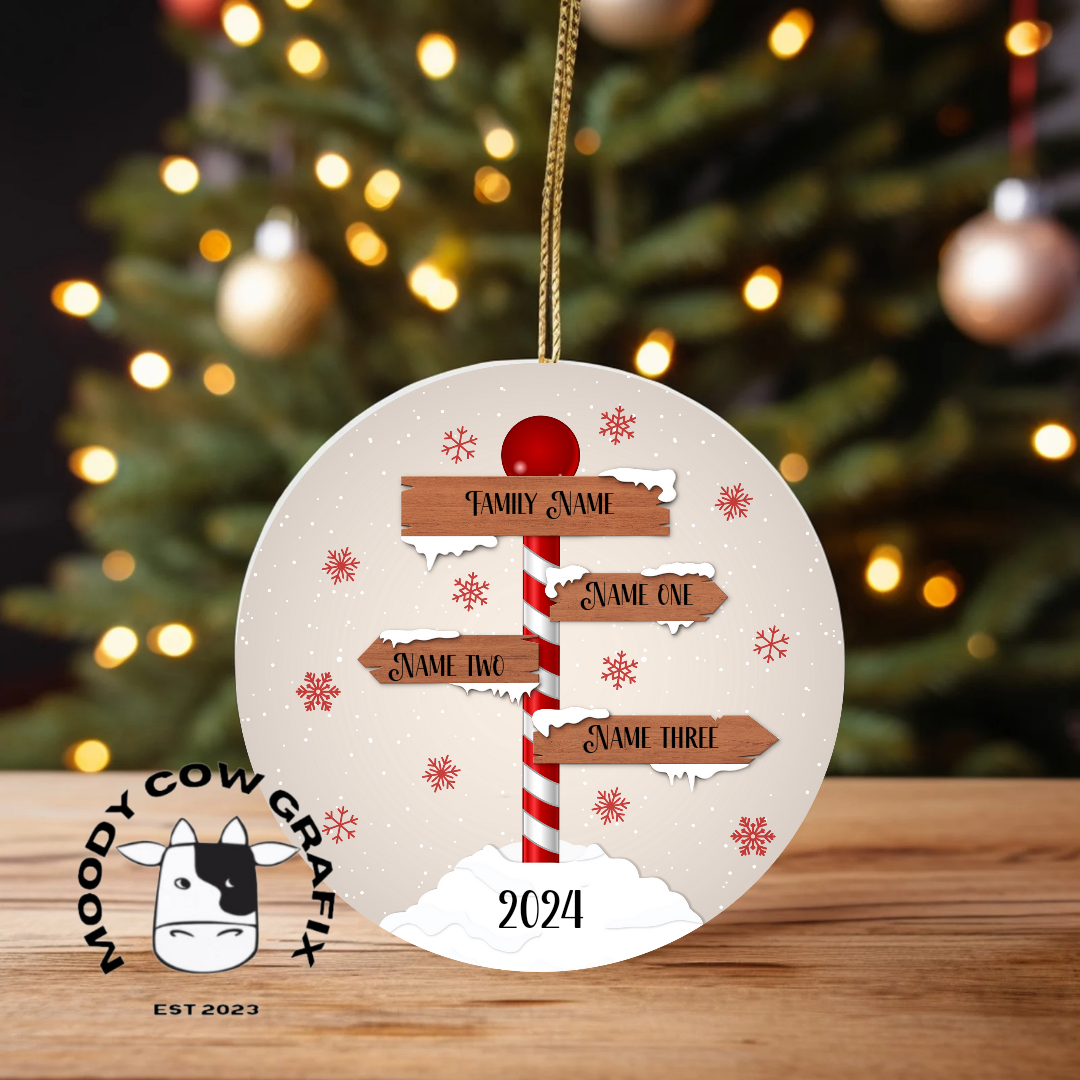 Personalised Family Signpost Ornament -