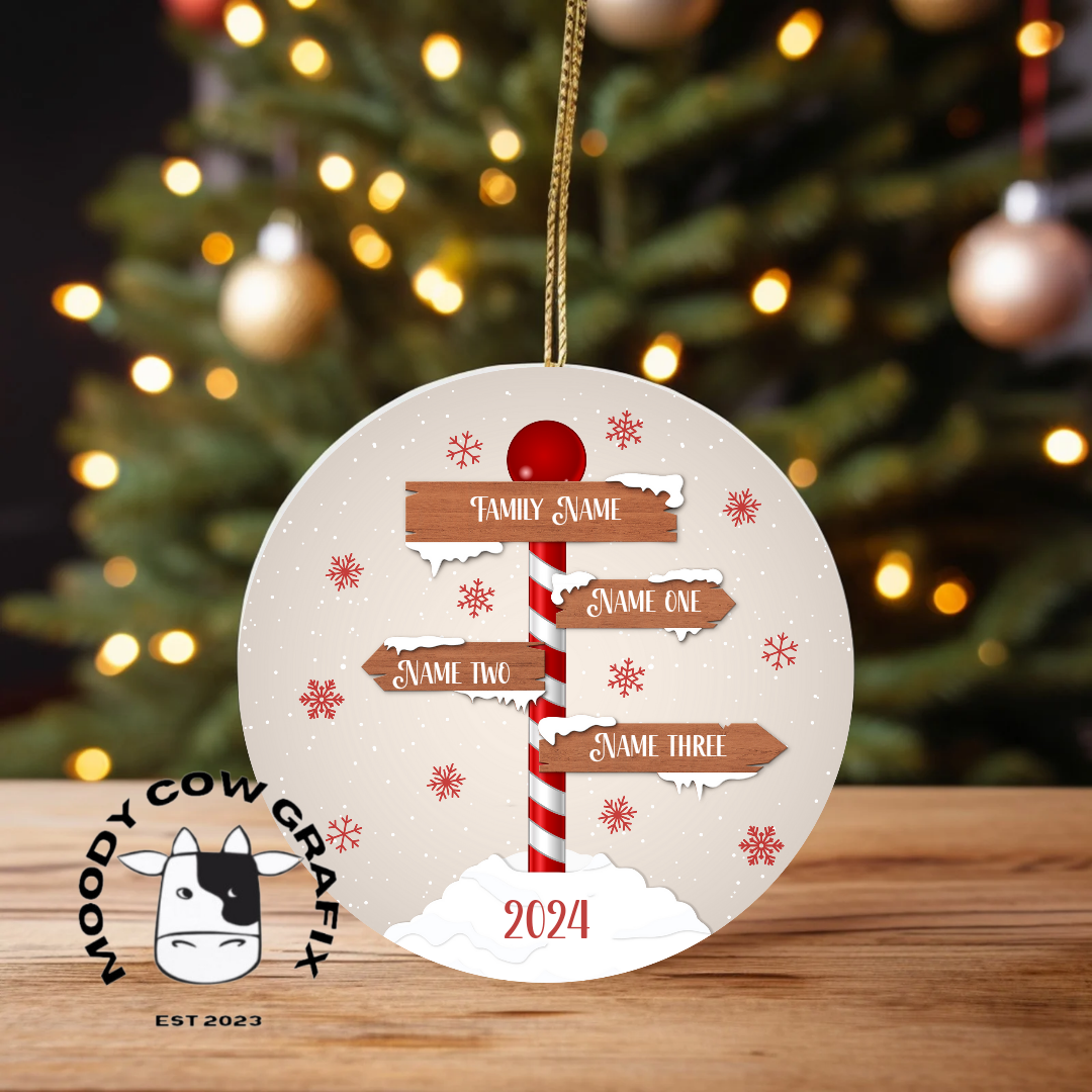 Personalised Family Signpost Ornament -