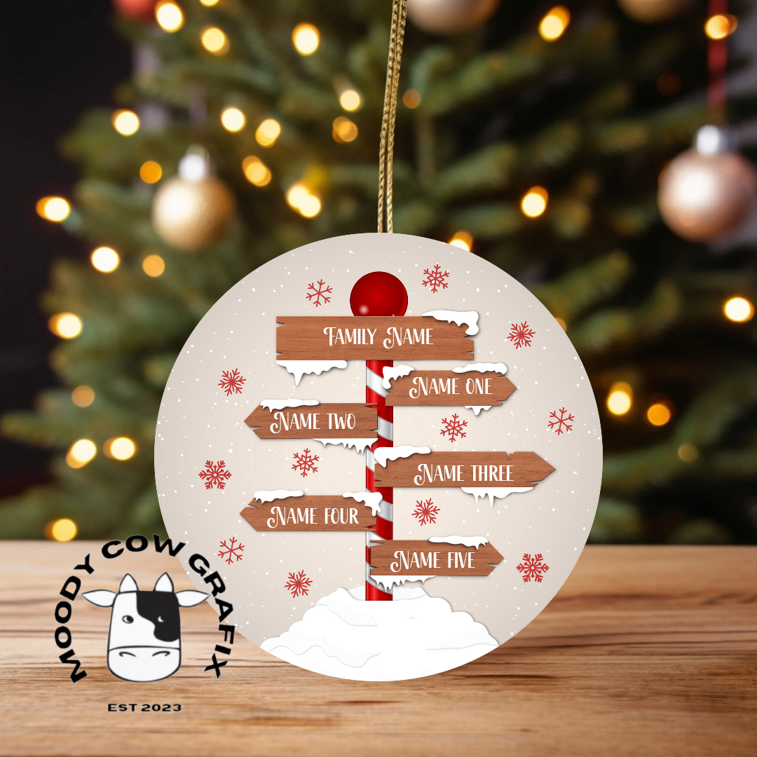 Personalised Family Signpost Ornament -