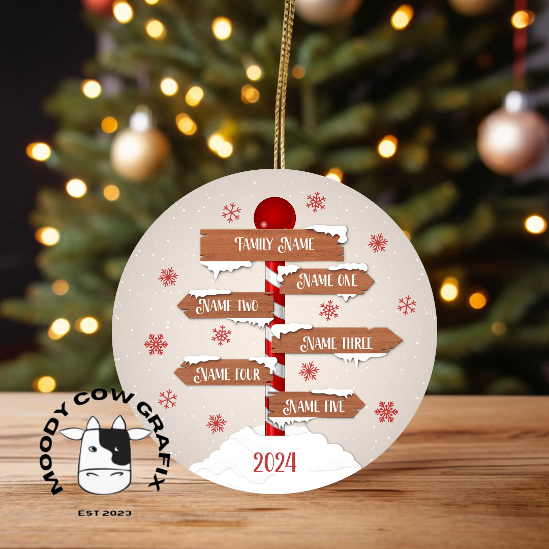 Personalised Family Signpost Ornament -