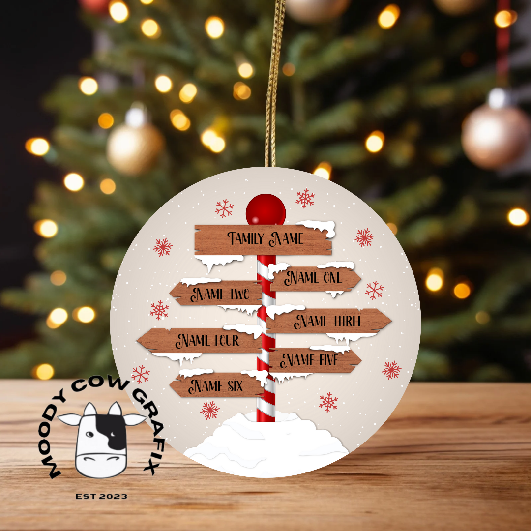 Personalised Family Signpost Ornament -