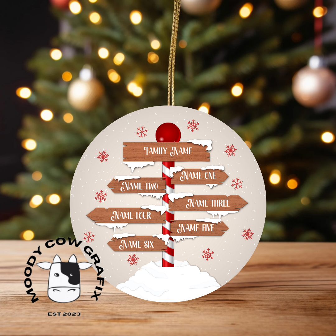 Personalised Family Signpost Ornament -