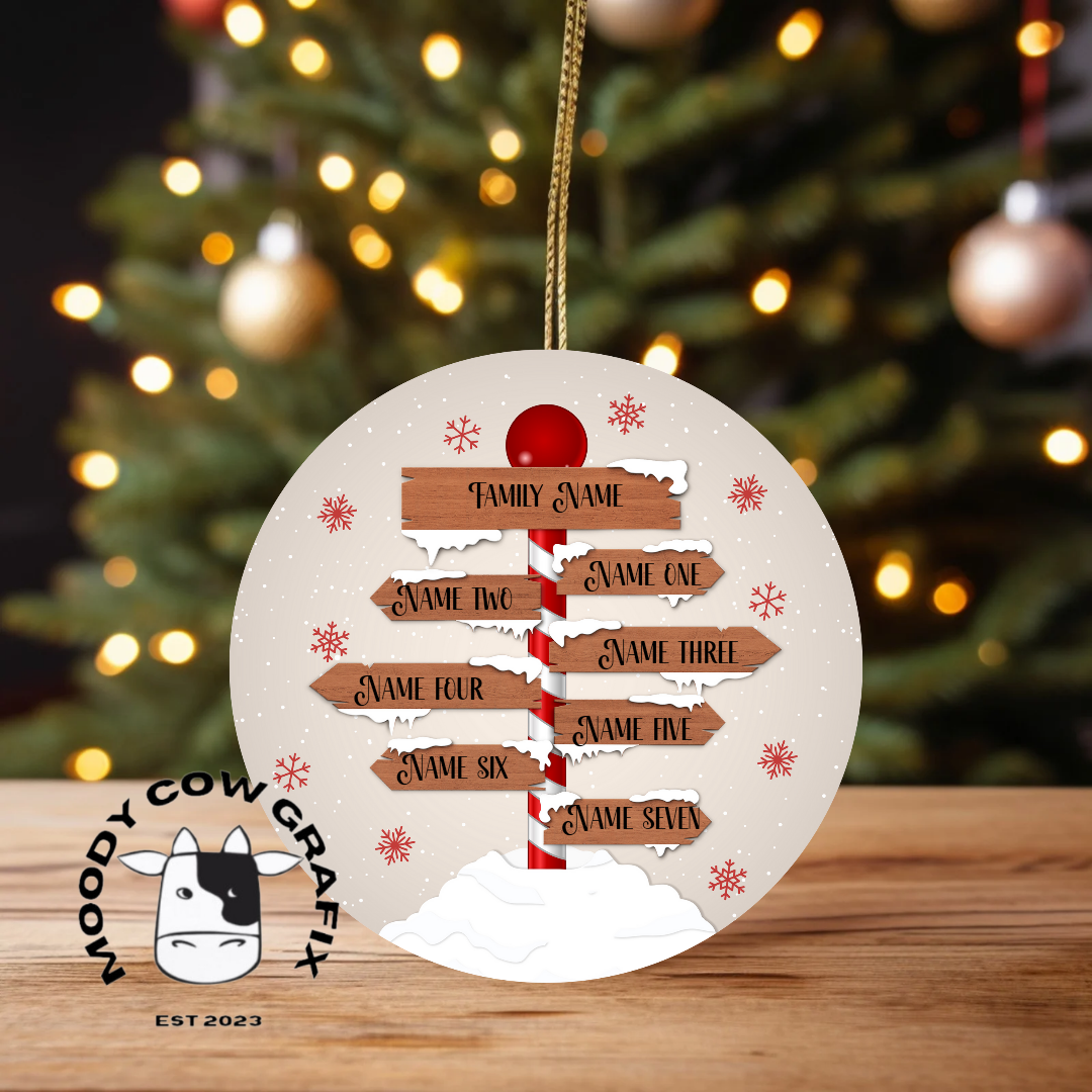 Personalised Family Signpost Ornament -