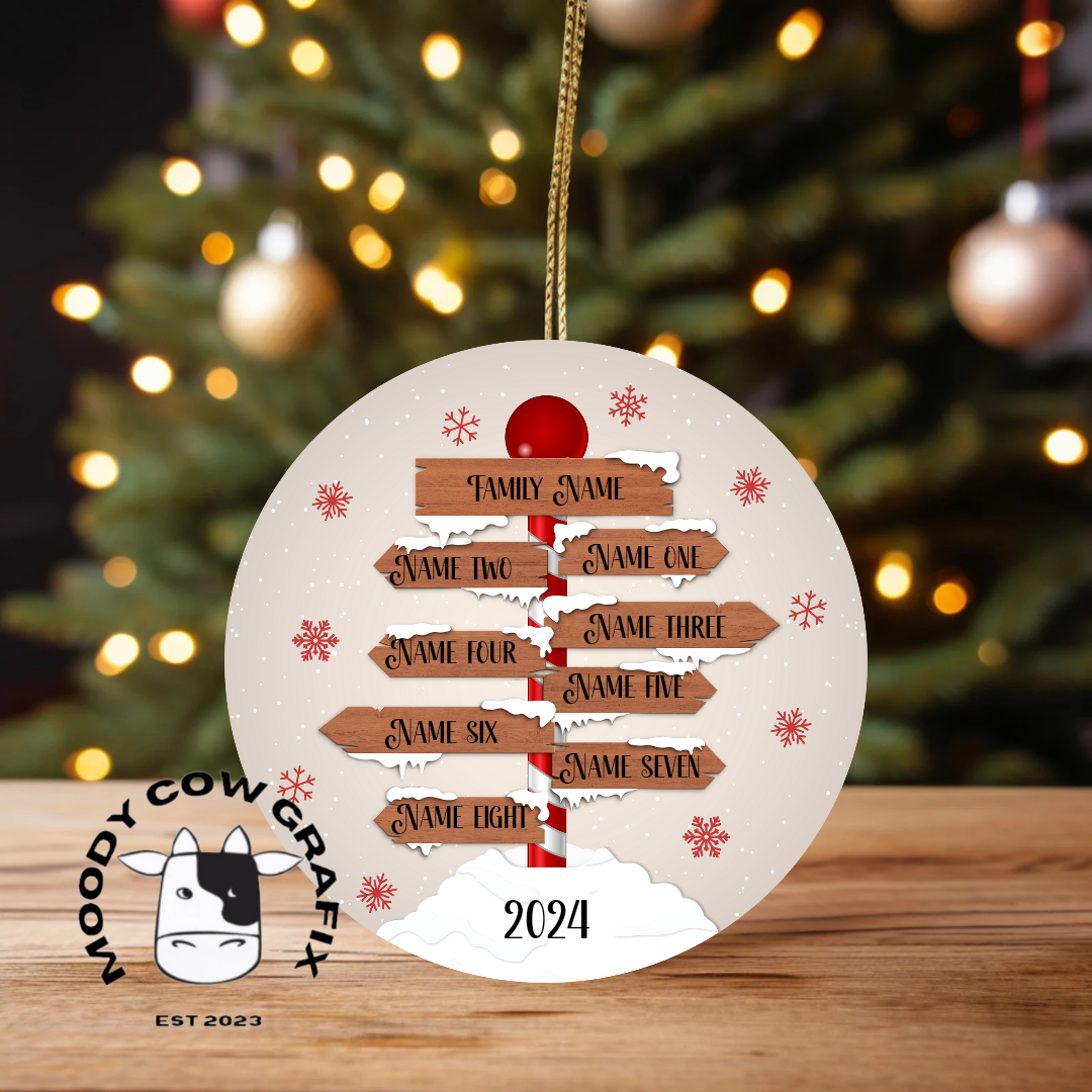 Personalised Family Signpost Ornament -