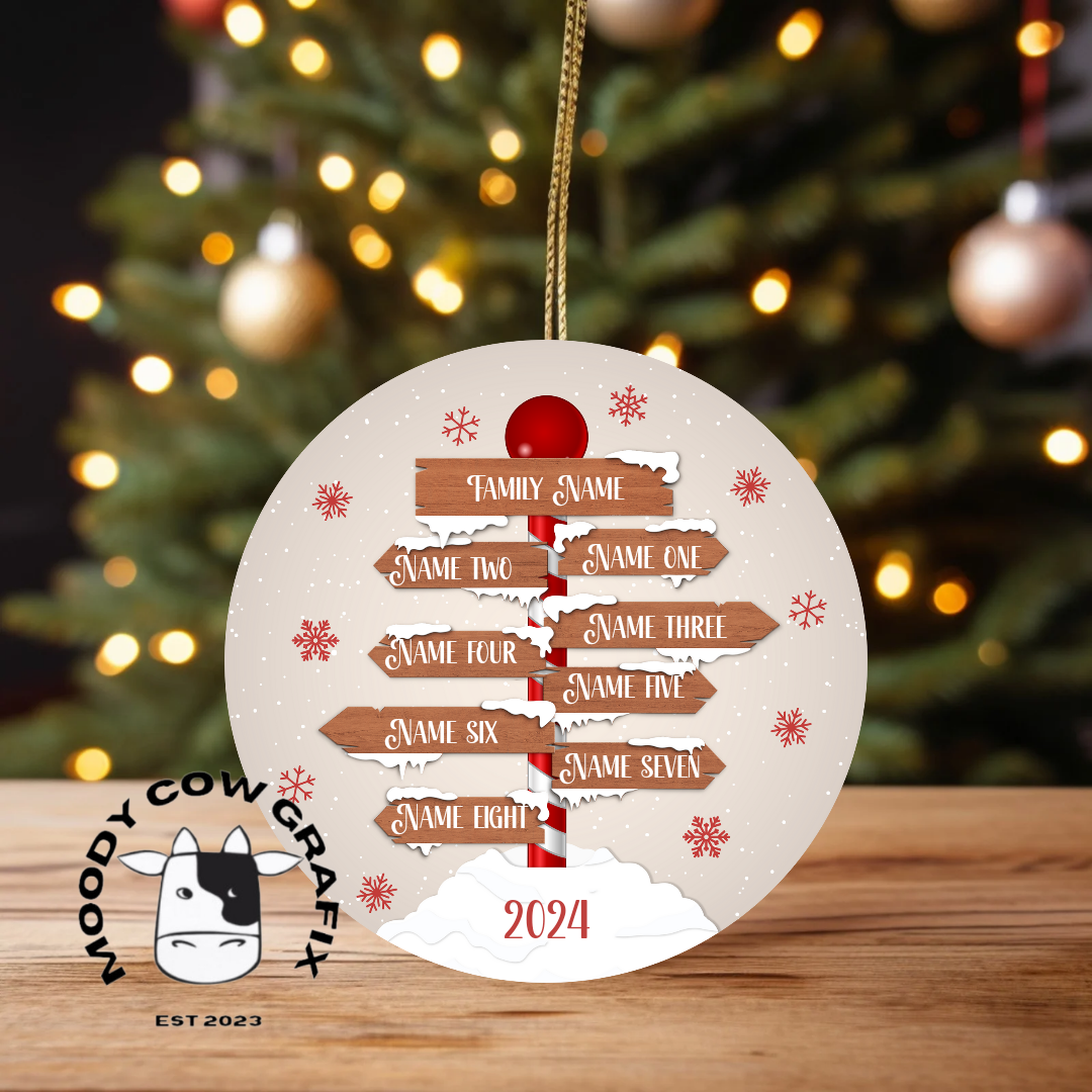 Personalised Family Signpost Ornament -