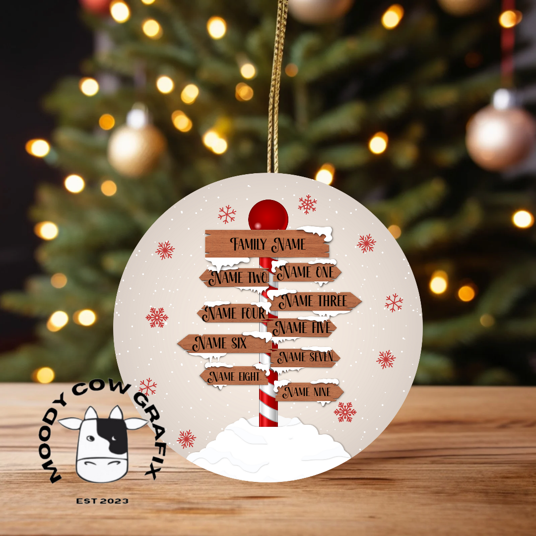 Personalised Family Signpost Ornament -