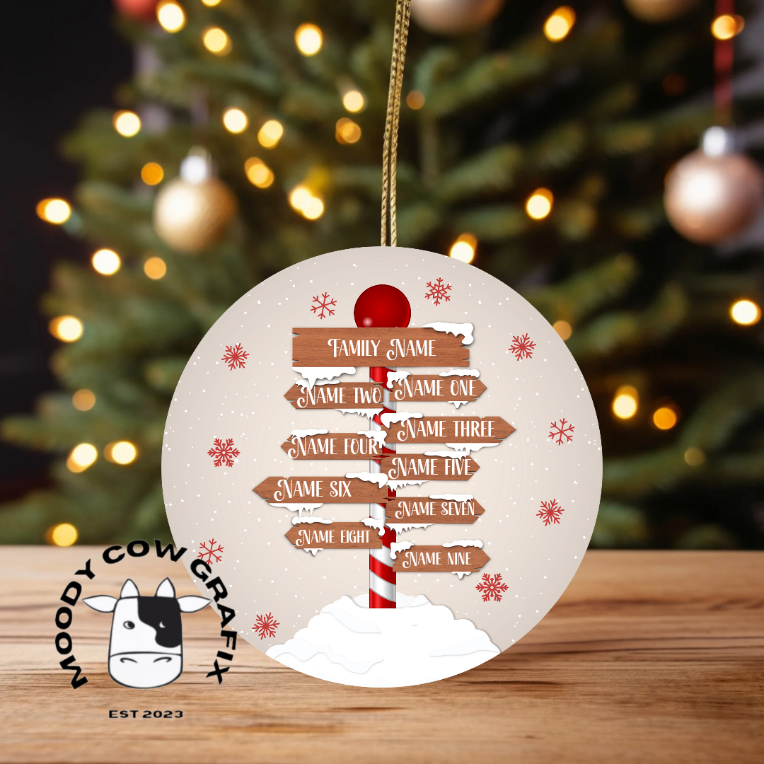 Personalised Family Signpost Ornament -