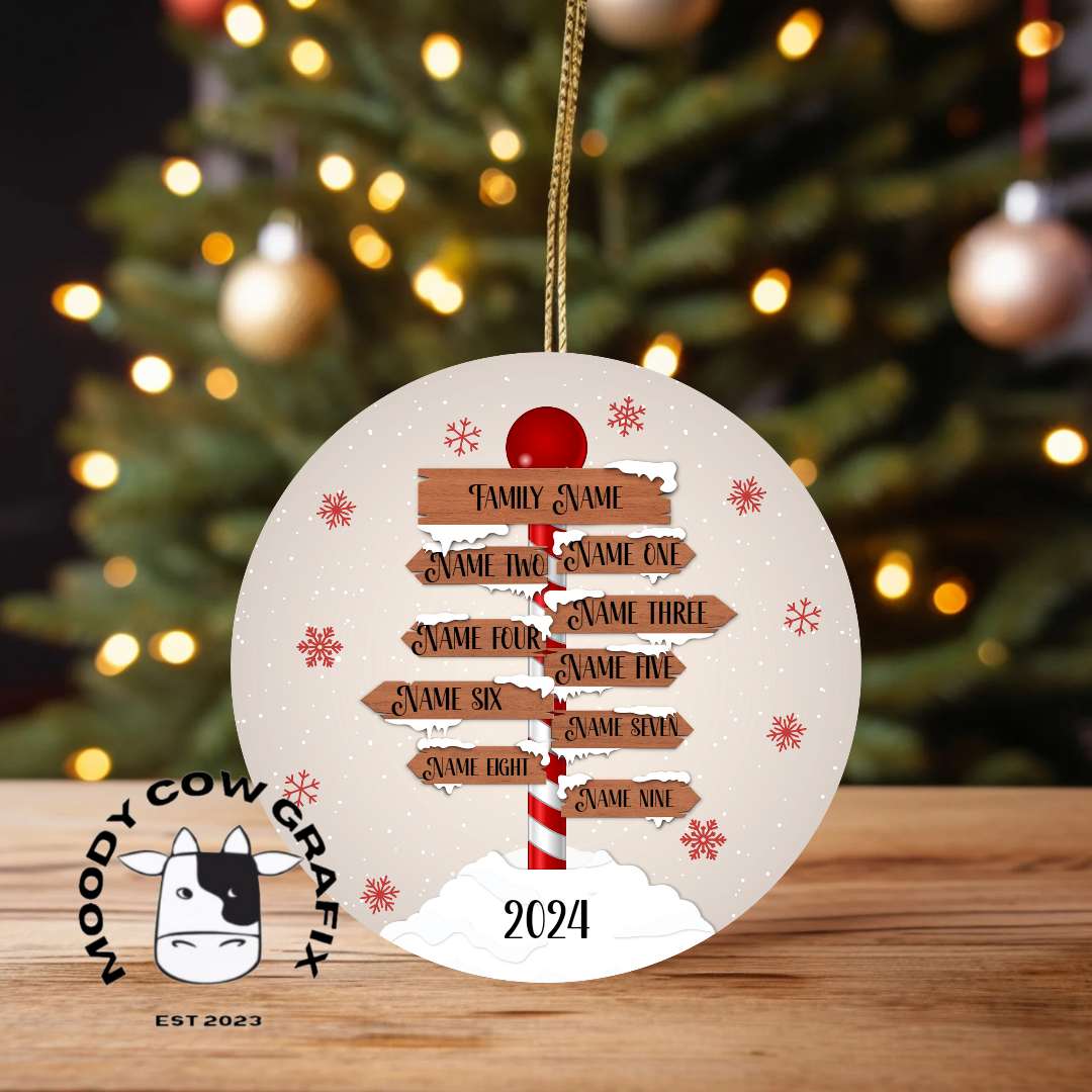 Personalised Family Signpost Ornament -