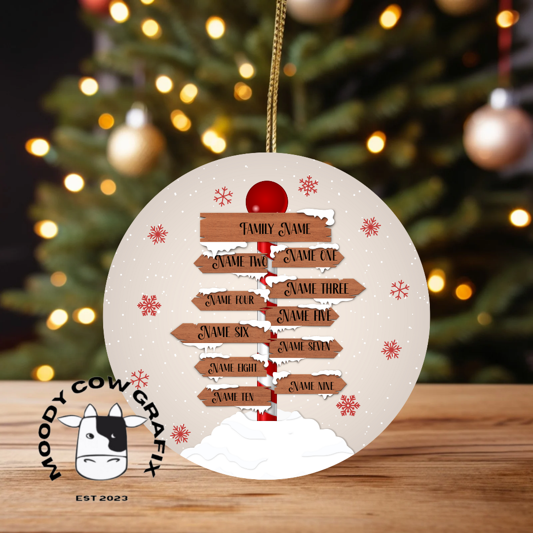 Personalised Family Signpost Ornament -