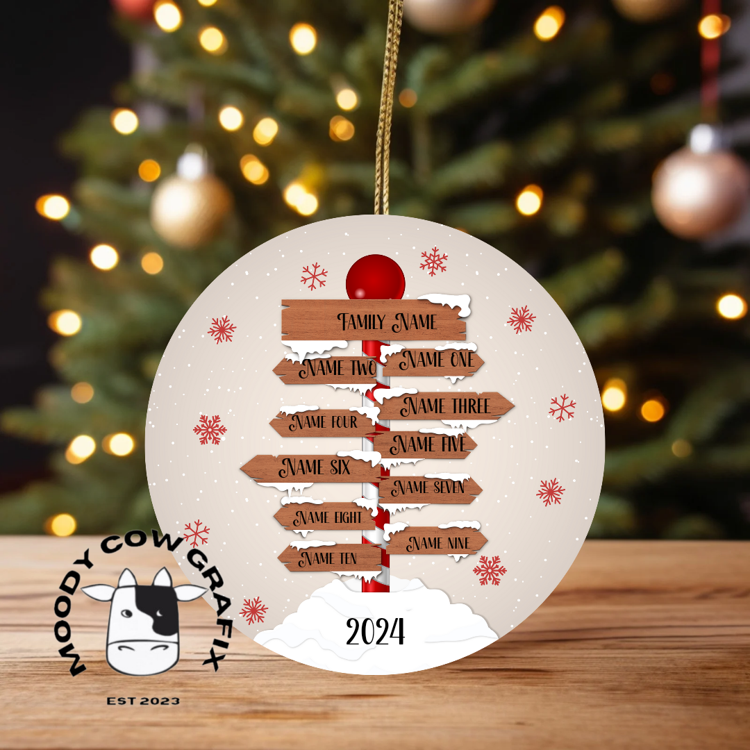 Personalised Family Signpost Ornament -