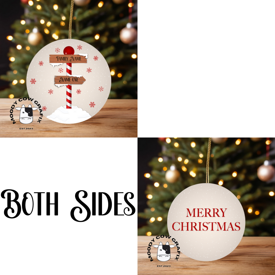 Personalised Family Signpost Ornament -