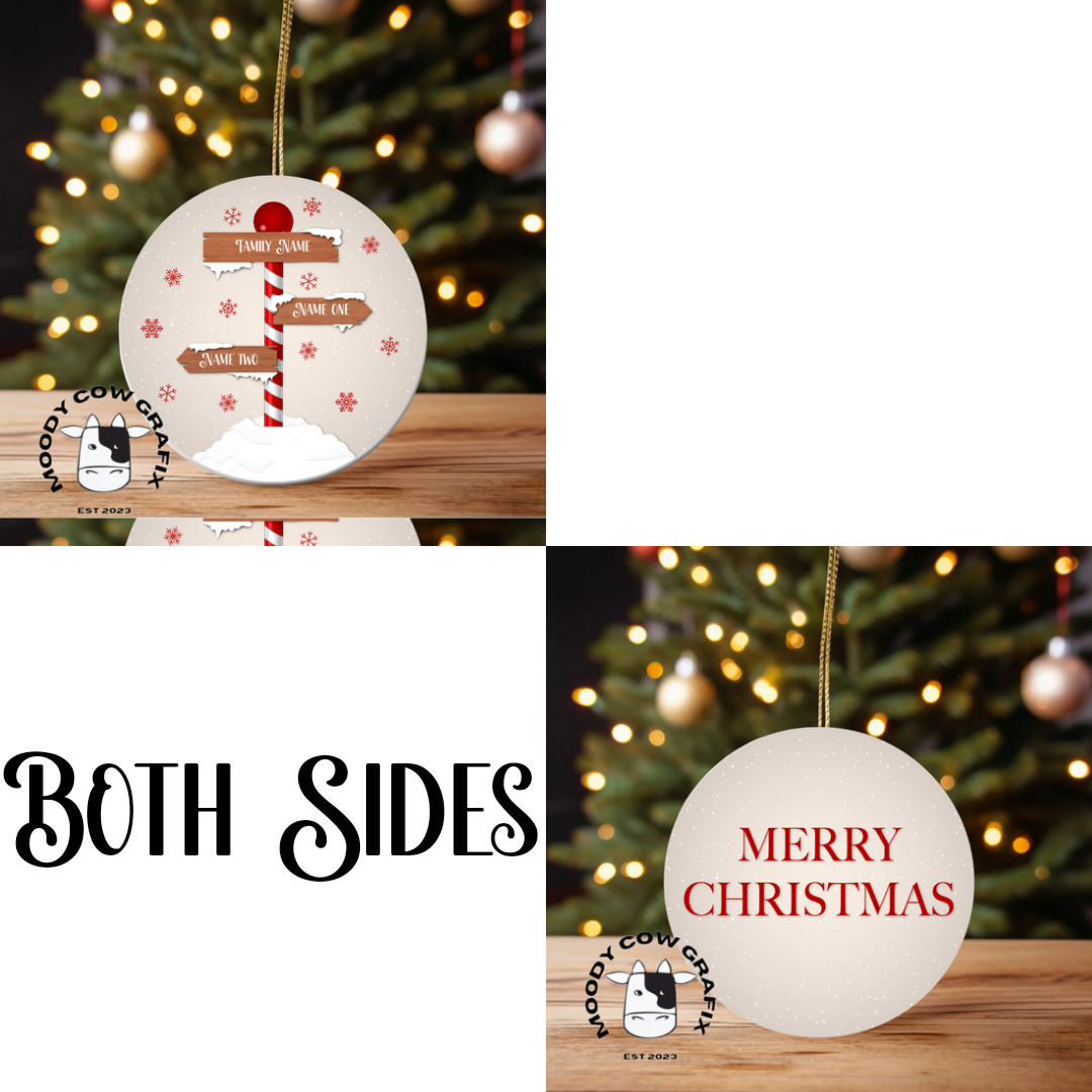 Personalised Family Signpost Ornament -