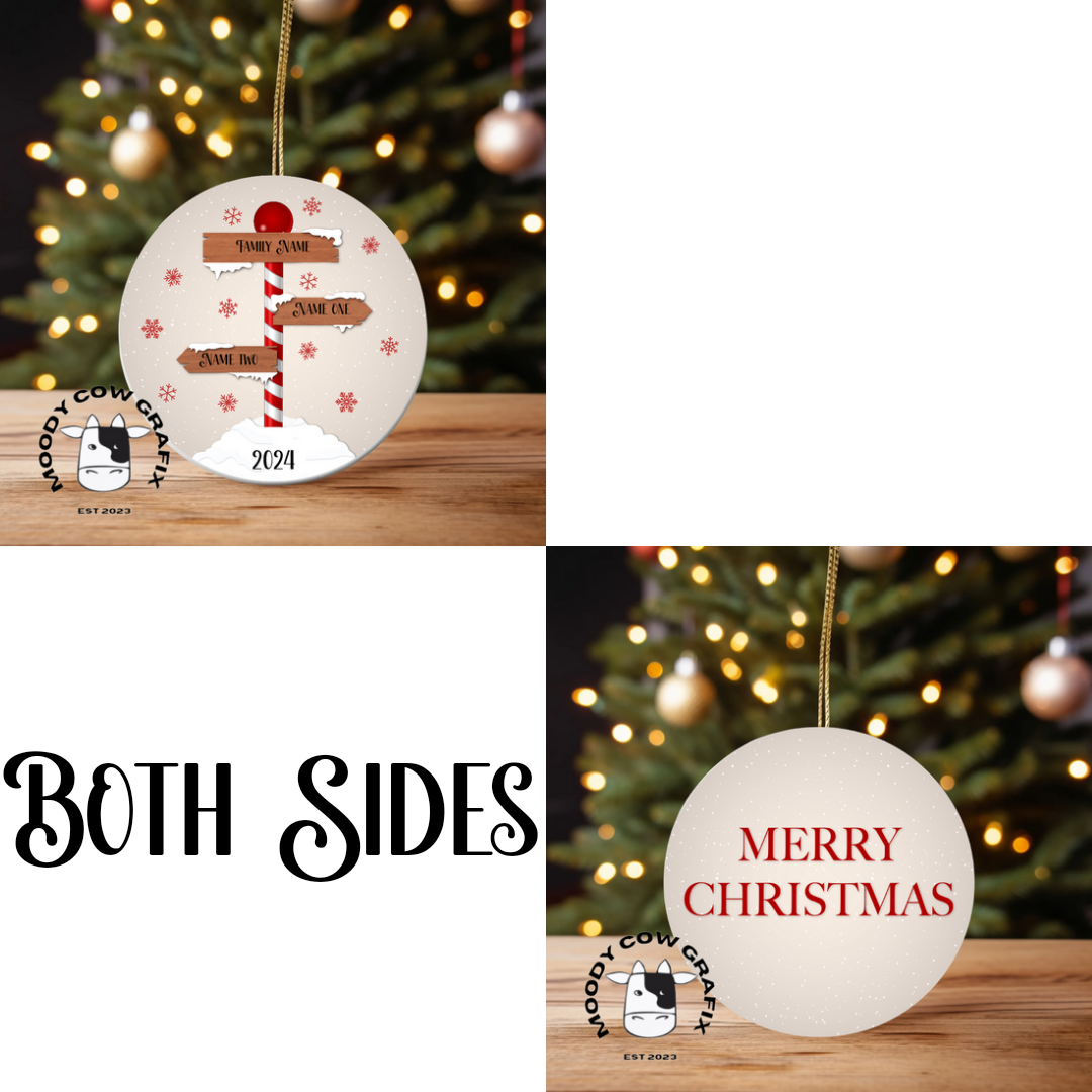 Personalised Family Signpost Ornament -