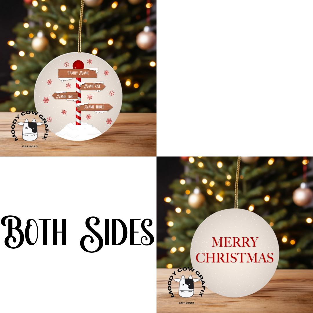 Personalised Family Signpost Ornament -