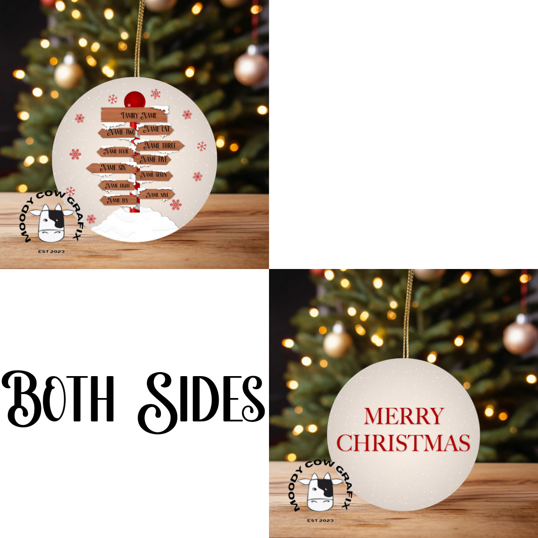 Personalised Family Signpost Ornament -