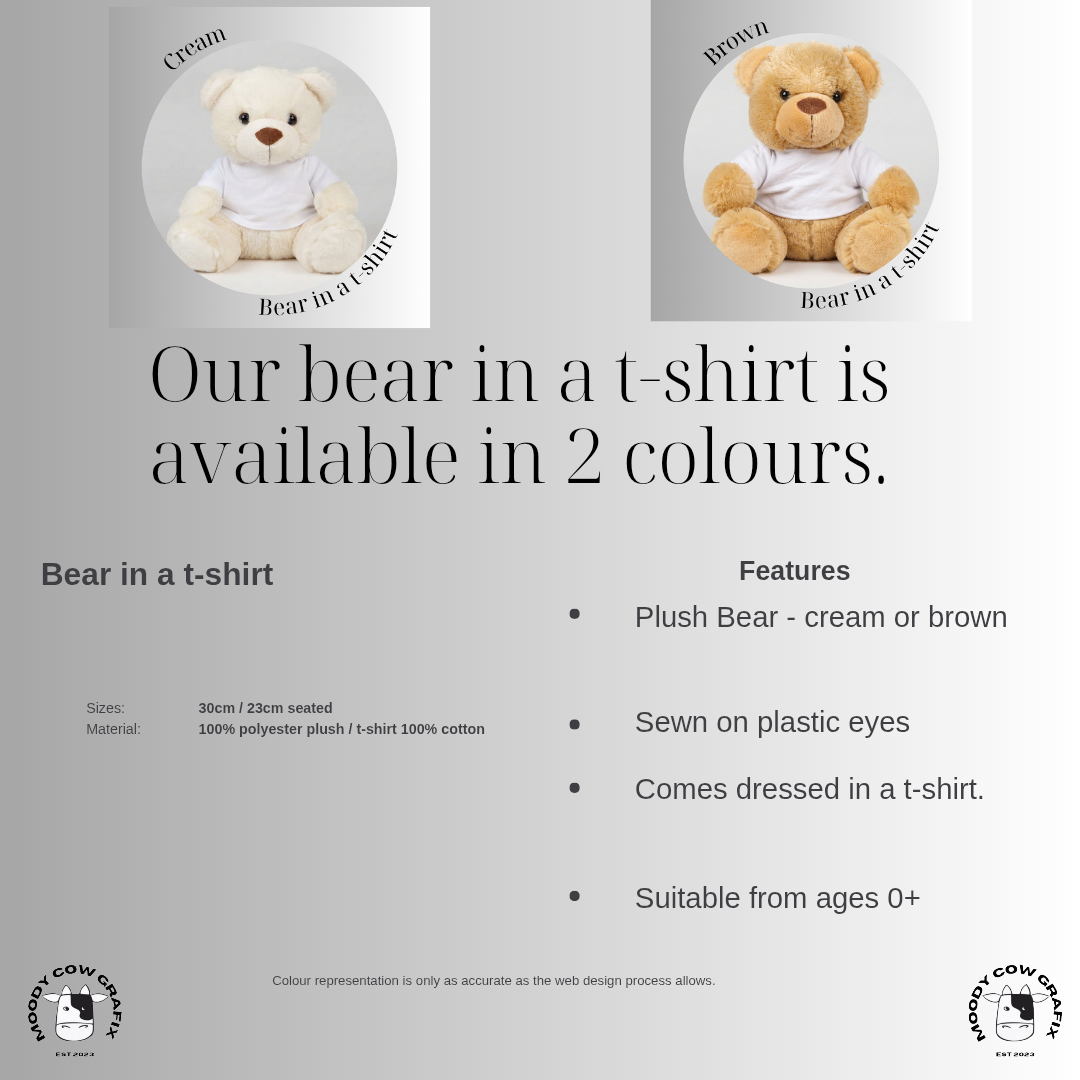 Custom Design Bear in a t-shirt- Two for the Road.